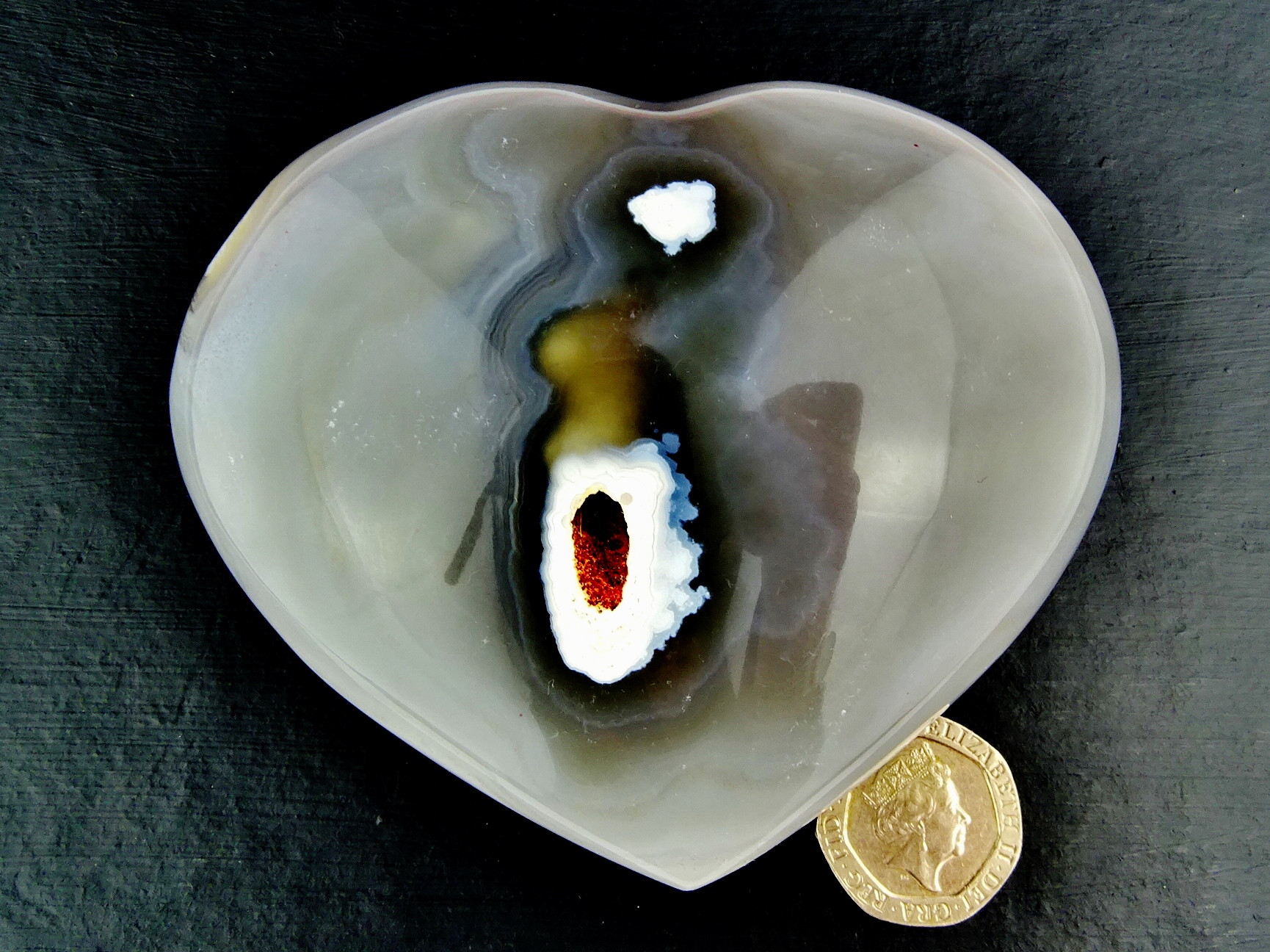 (image for) Agate - Grey Banded (Shantilite): polished heart (Madagascar) - Click Image to Close