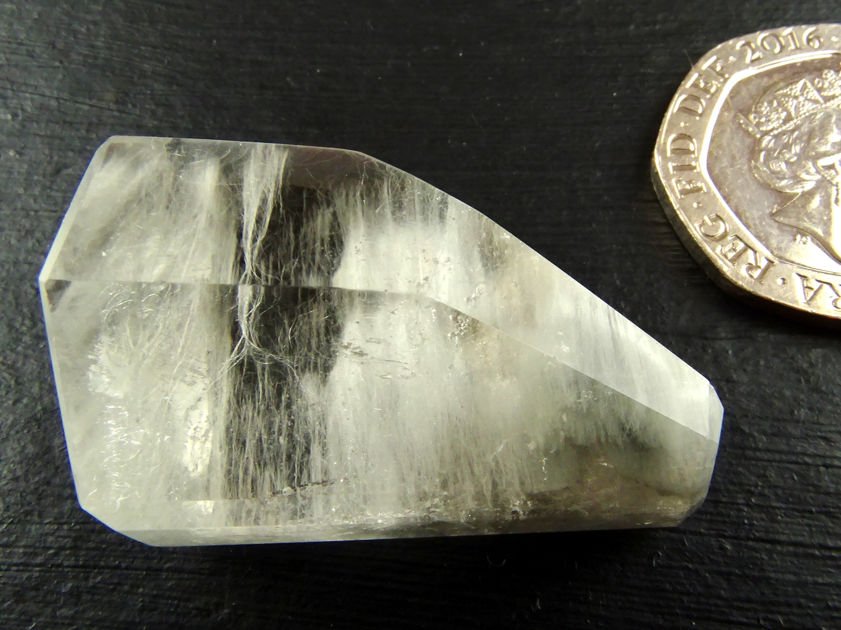 (image for) Clear Quartz: polished point - Silver Included - Click Image to Close