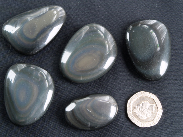 (image for) Obsidian - Rainbow (A grade): palmstones - Click Image to Close