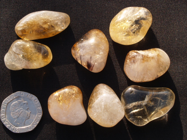 (image for) Citrine (heat-treated amethyst): tumbled stones - Click Image to Close