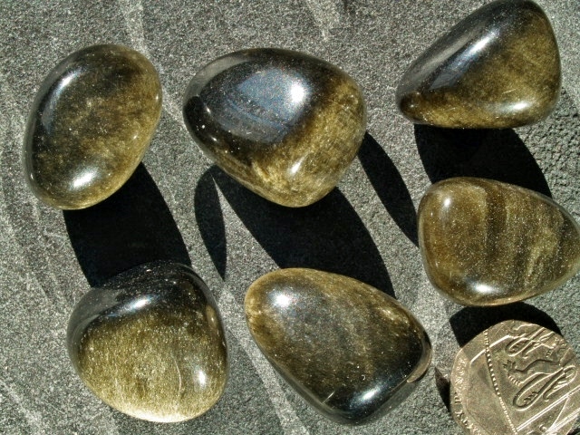 (image for) Obsidian - Sheen (Gold): tumbled stones - Click Image to Close